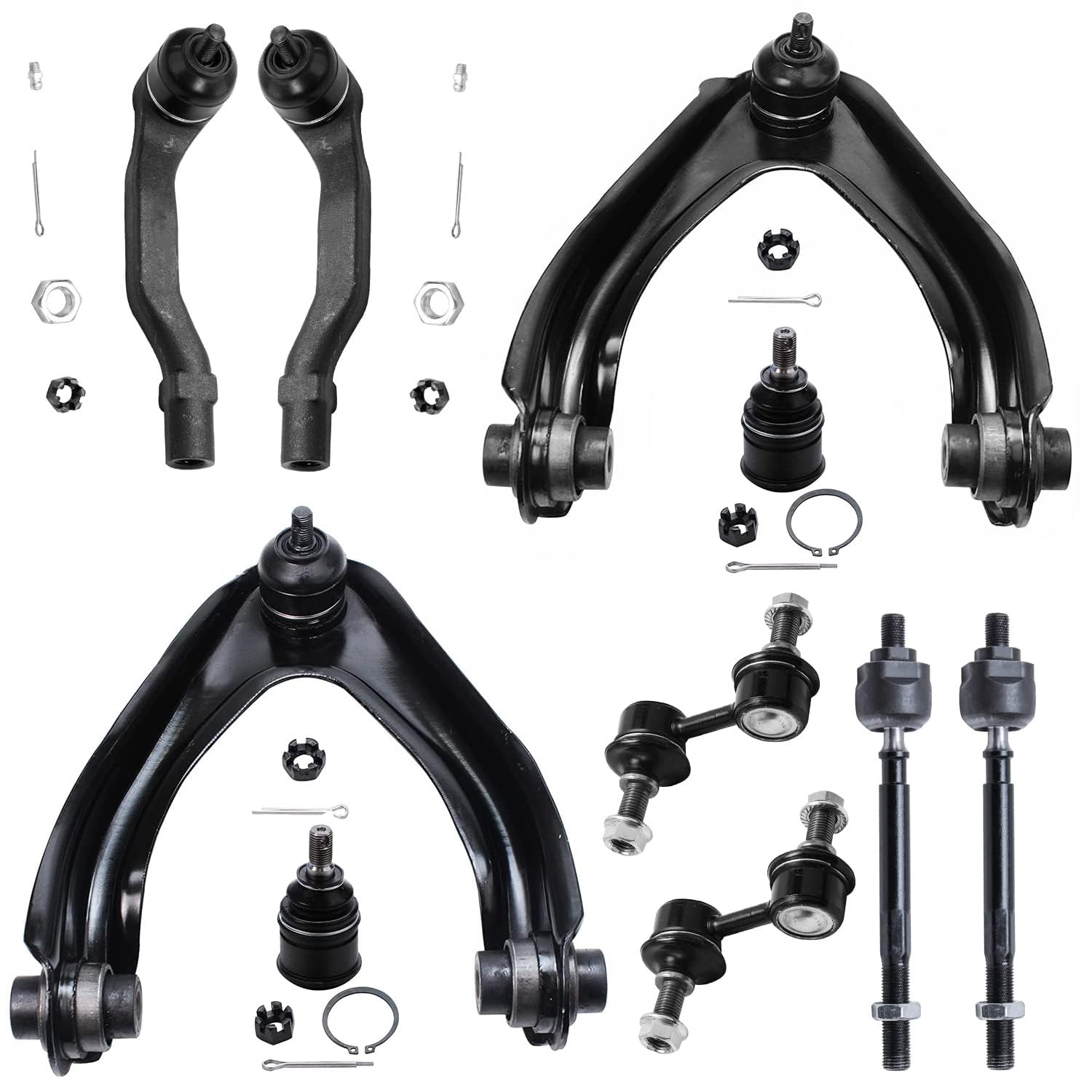 Detroit Axle - Front 10pc Suspension Kit for 1997-2001 Honda CR-V 1998 1999 2000, 2 Upper Control Arms, 2 Lower Ball Joints, 4 Inner & Outer Tie Rods, 2 Sway Bar Links CR-V Replacement