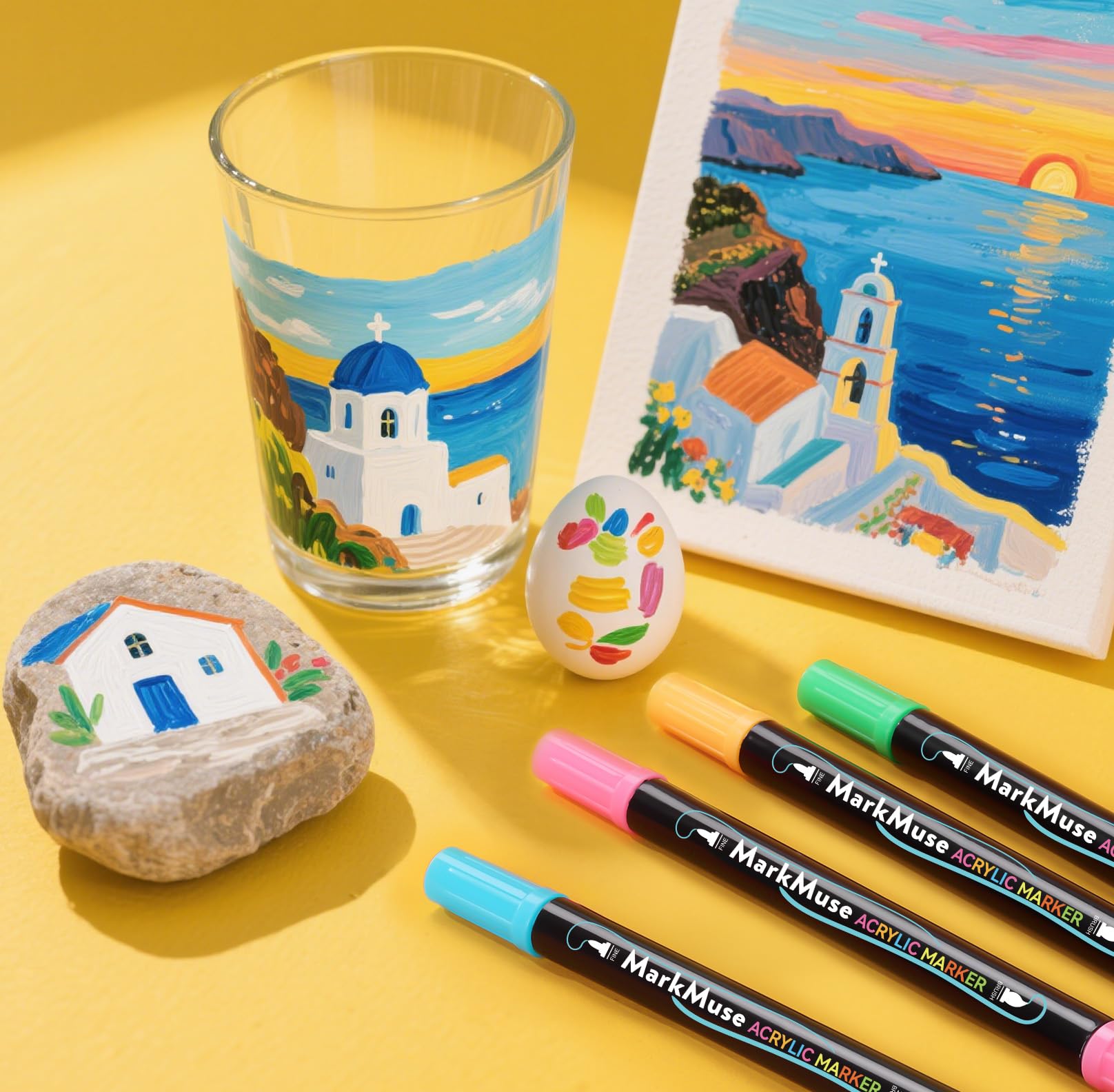 MarkMuse 72 Colori Pennarelli Acrilici Doppia Punta, Marcatori Acrilici Asciugatura Rapida & Impermeabili, Acrylic Marker Ad Acqua per Dipingere Sassi, Colorazione, Legno, Vetro, Tessuti, Pittura