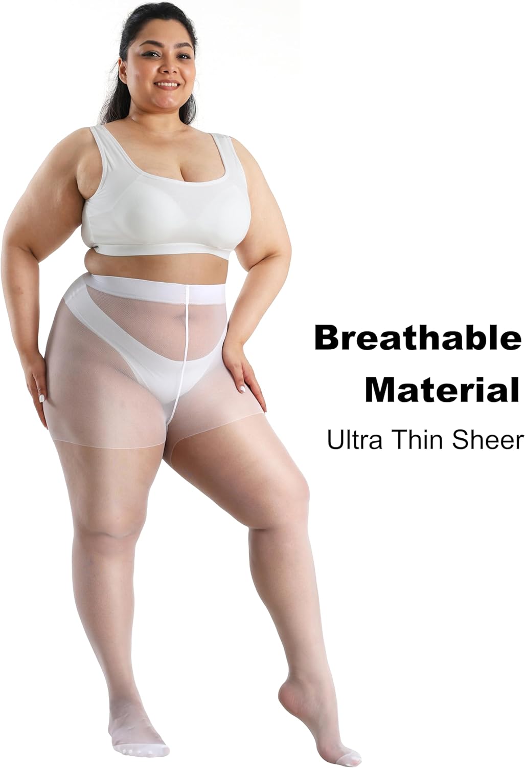 HeyUU Plus Size Sheer Tights for Women, Ultra Thin Pantyhose Reinforced Toes High Waist Stockings XL-4XL - Image 4