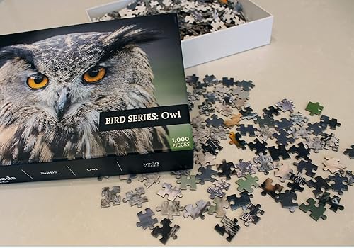 Miniatura 3 de Rompecabezas de 1000 piezas para adultos, fotografías de vida silvestre de pájaros, loros, búho, pato (búho águila euroasiática)