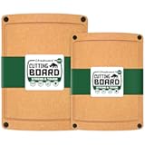 Freshware Wood Cutting Boards for Kitchen, Juice Groove, Non-Slip Silicone Feet, Dishwasher Safe, Medium 12" x 9" and Large, 15" x 11.25", Set of 2, Natural