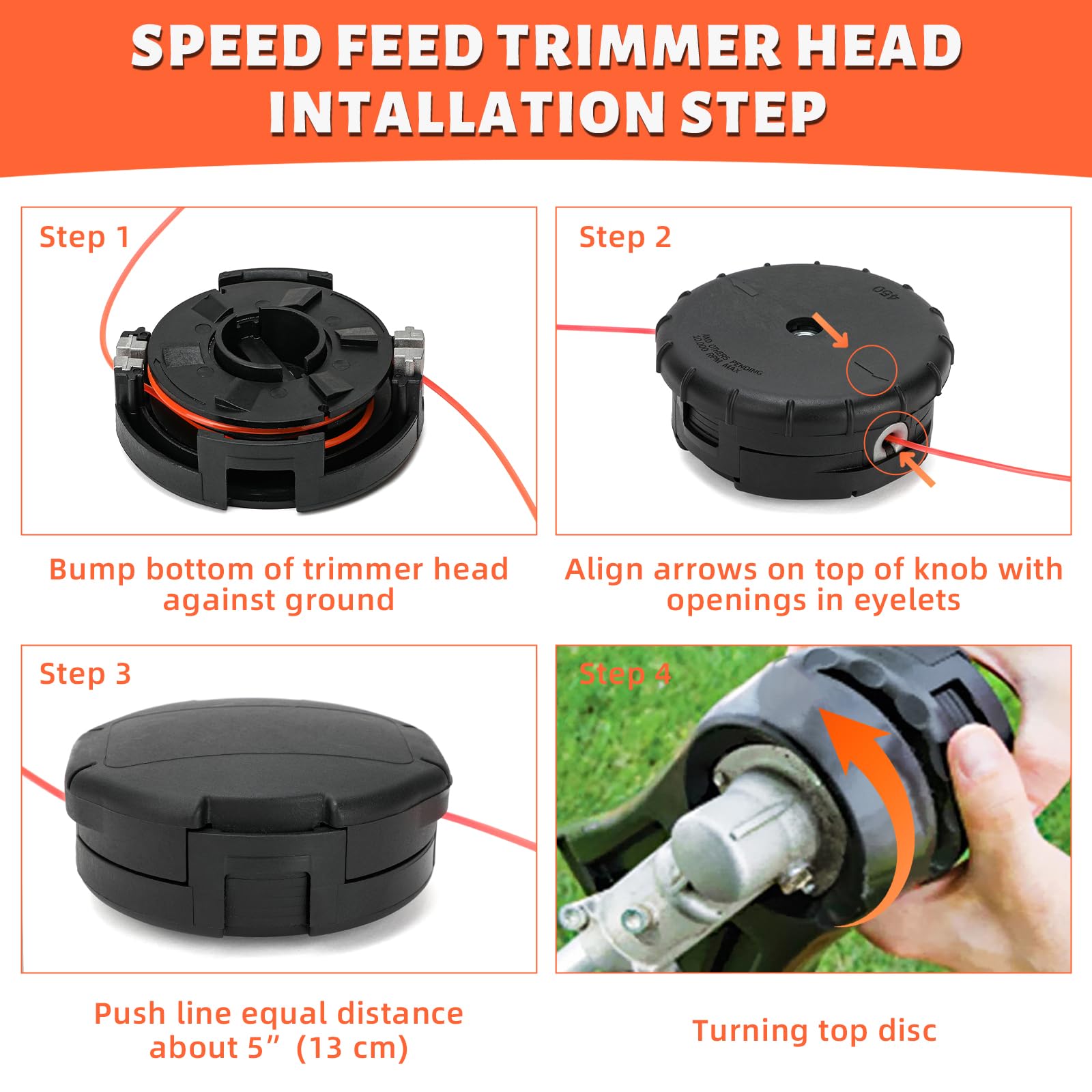 VBSYB0 2 Pack Speed Feed 450 Trimmer Head SRM266 for Echo SRM 266 SRM-266 SRM-266S SRM-266T SRM-266U SRM-280 SRM-280S SRM-280T SRM266 Weed Eater Straight Shaft String Trimmer 99944200903 X047000940