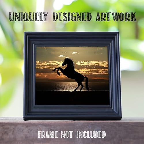 Miniatura 7 de Majestic Horse at Sunset - Animal Wall Decor, Stallion Rearing Up On The Beach Wall Art Dusk Photo Print is Ideal for Home & Office Decor. Great