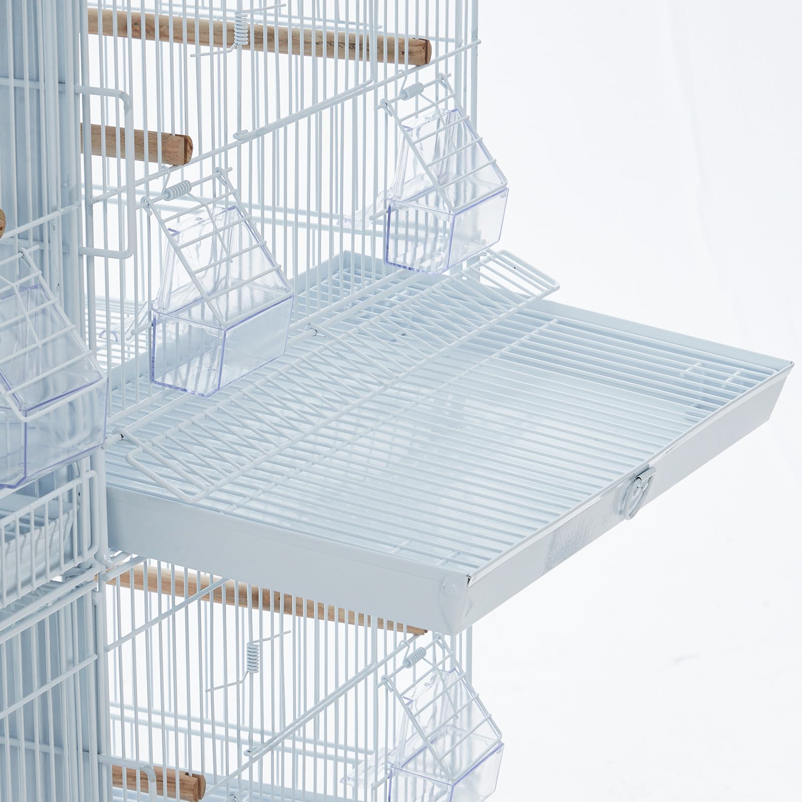 Magnifique volière pour Oiseaux – Cage Blanche en métal avec perchoirs, échelles, Plateau Amovible et roulettes – pour perroquets Moyens, perruches, inséparables, canaris – Robuste,