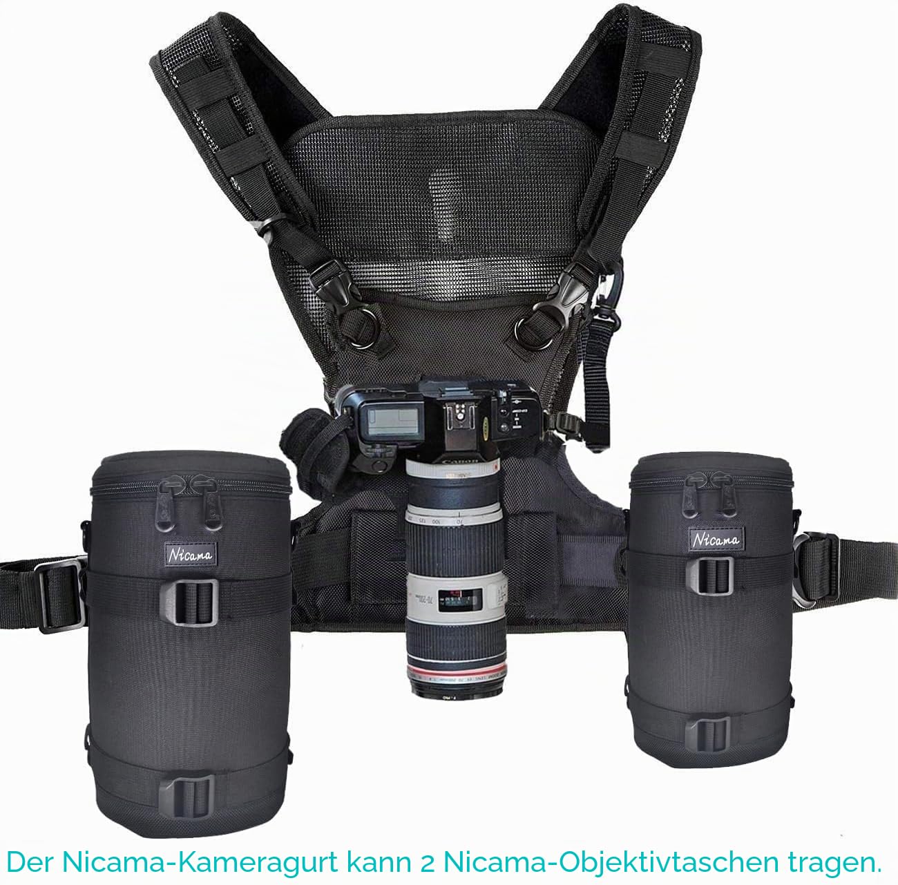 Nicama NC-VEST Kameragurt Für 2 Kamera, Doppel Kamera Tragegurt Weste Dual Tragend Fotograf Schultergurt Fotoweste Für Canon Nikon Sony Olympus Fuji Pentax HiKing Klettern Hochzeit Reisen