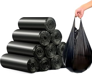 Small Black Trash Bags, 4 Gallon Trash Bag Strong Kitchen Garbage Bags Black, Unscented Thicken Bin Liner Suitable for Bathroom Kitchen Living Room Office (8 Rolls 160 Counts)