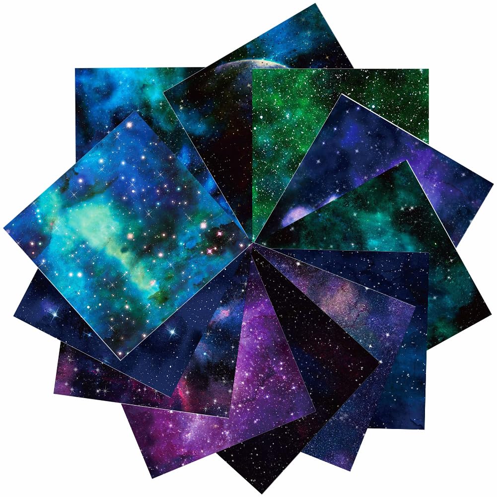 BEAMARKER 24Pcs Galaxy Scrapbook Paper Pad 6x6in Classic Starry Sky Origami Paper Decorative Decoupage for Crafts DIY Scrapbook Photo Album Card Making Journaling Background Gift Wrapping
