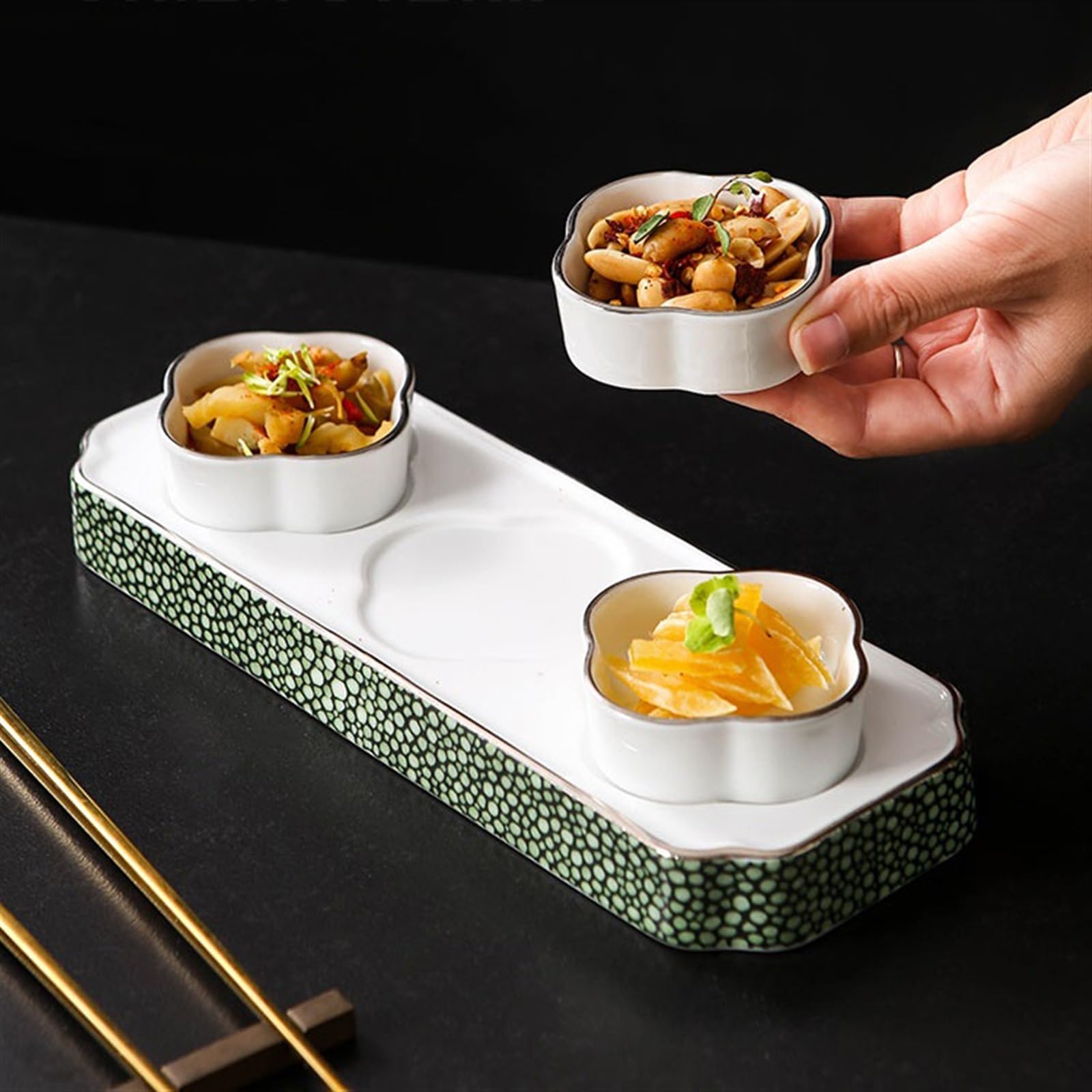 Ciotoline da Snack Scomparto in ceramica Piatti freddi Snack Contorni Piatto Stoviglie for hotel Snack Insalata Piatto dim sum Piatti Snack Ceramica