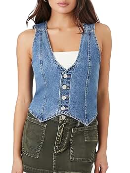 トップス SOSHIOTSUKI 23AW Lupe Denim V Neck Vest Amazon.com: ZYHYZLF Women's Y2K Denim Vest V-Neck Sleeveless