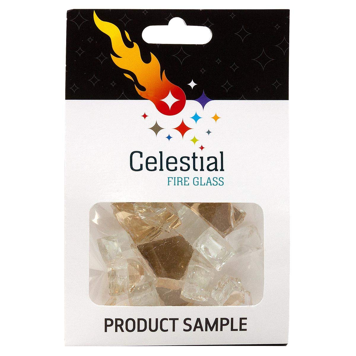 Celestial Fire GlassSunstorm Gold - 1/2 Inch Reflective Tempered Fire Glass – 2 oz. Sample