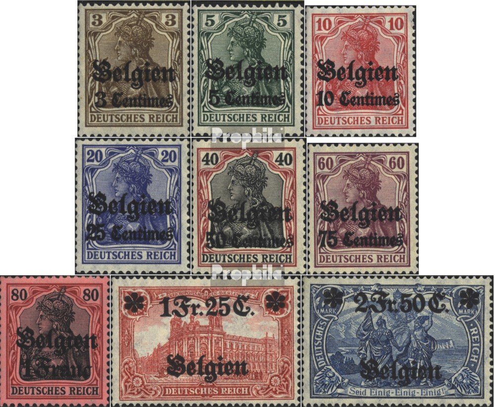 Prophila Collection alemán. País Post en Bélgica 1-9 (Completa.edición.) Usado 1914 Germania (Sellos para los coleccionistas)