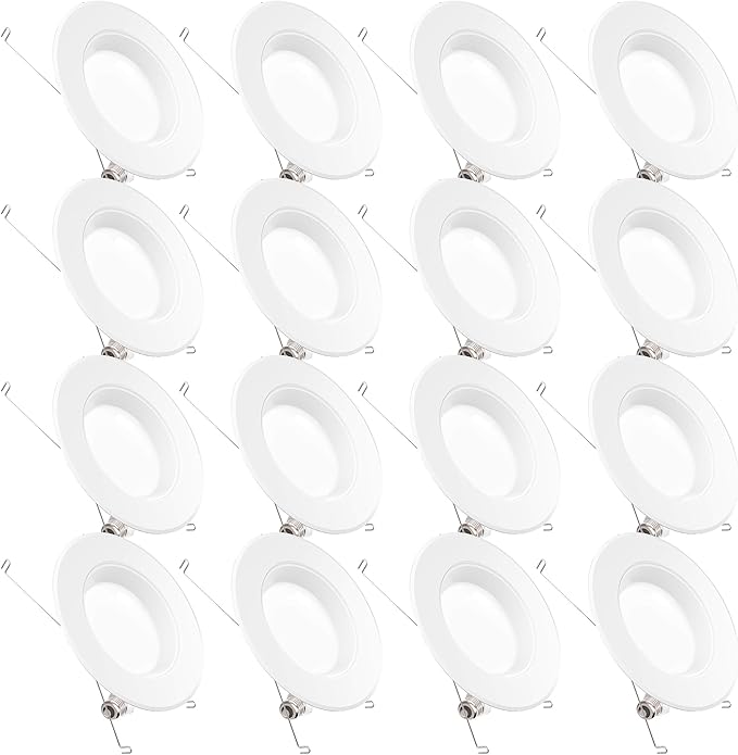 Sunco Lighting 16 Pack 5/6 Inch LED Can Lights Retrofit Recessed