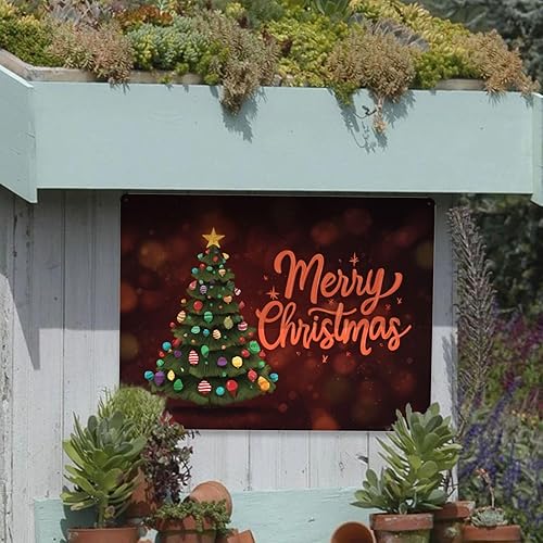 Miniatura 8 de Vintage Merry Christmas Metal Tin Plaque Sign, 12X16 Inch Retro Wall Art Print Poster Signs,Retro Oil Painting Styles, Ideal For Festive Home,