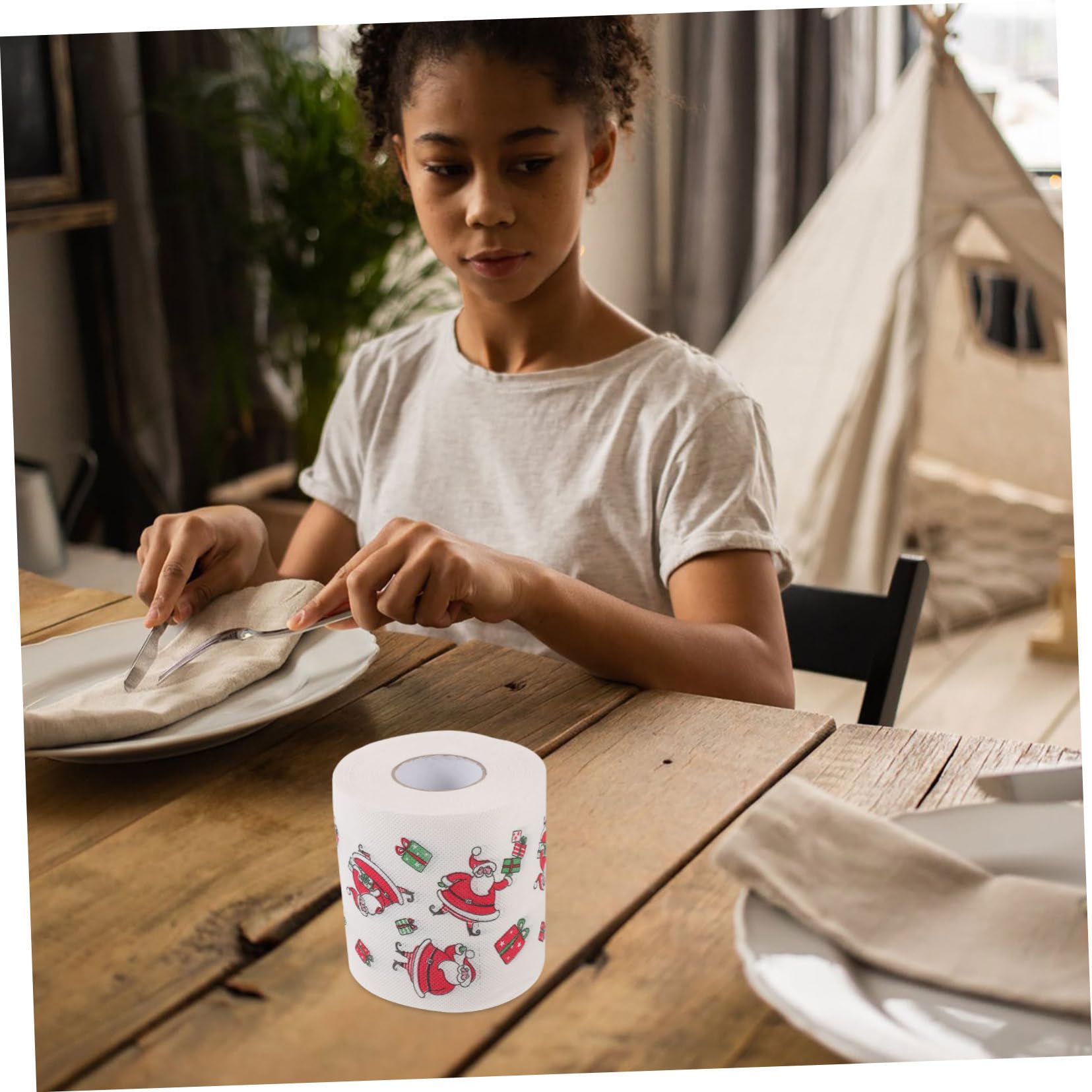 5rouleaux Serviettes Papier de Noël Serviettes Jetables pour Noël Papier
