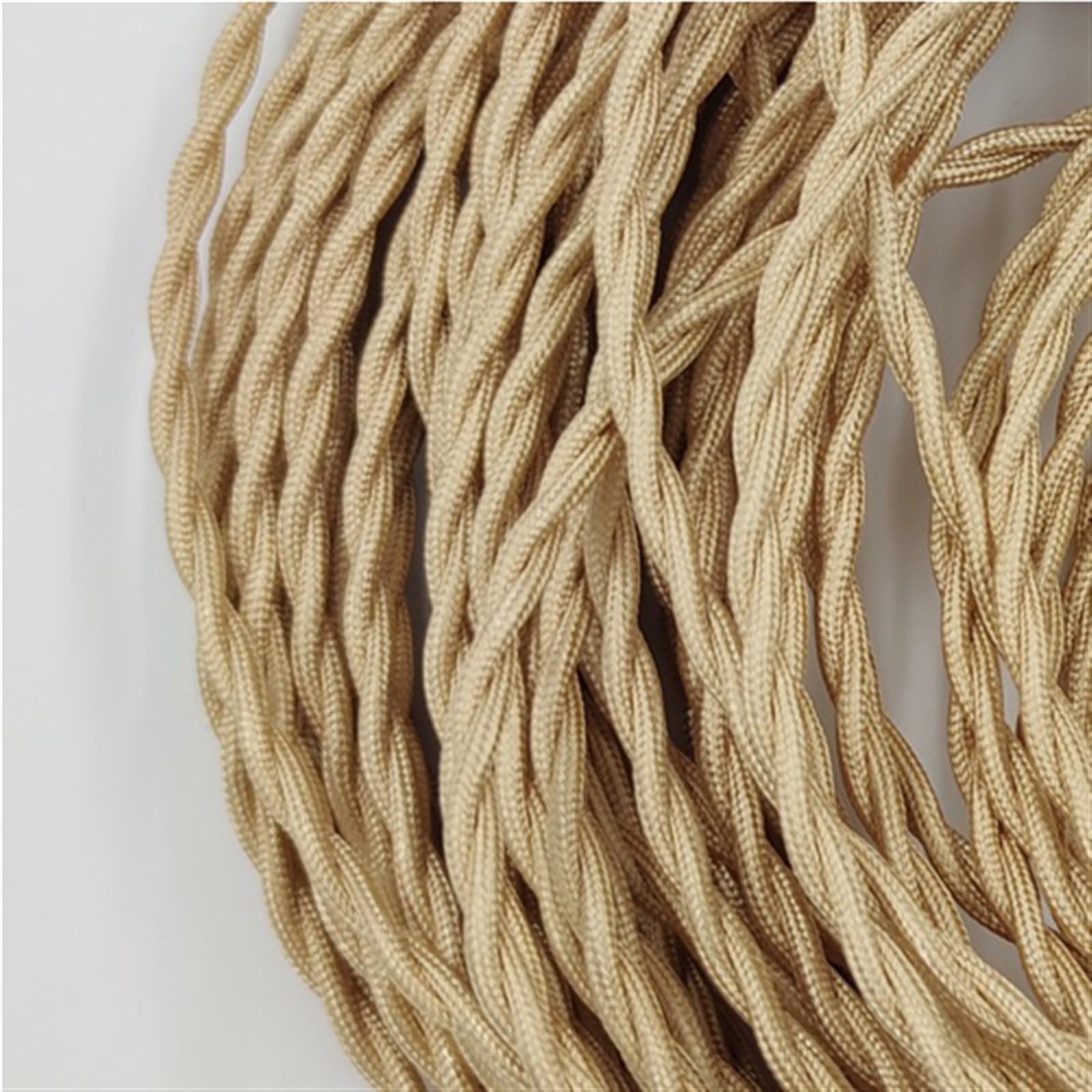 Cable Flexible 2 Core 0.75mm*2 Vintage Pendant Lamp Cord, Electrical Wire 5m 10m 20m 50m, Twisted Fabric Cable, Woven Copper Cord, Textile Cable Extension Connector(Color:Light Gold,Size:50meter)