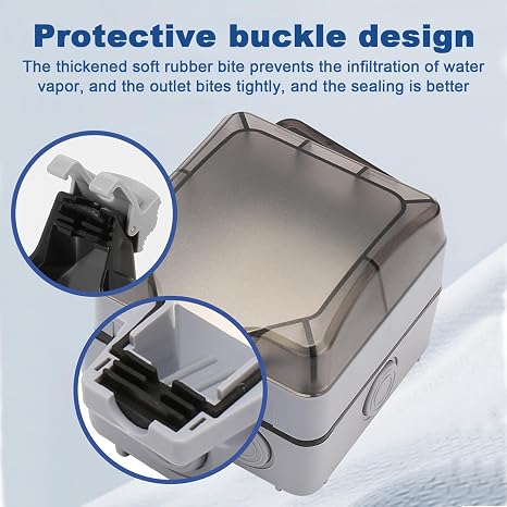 Weatherproof Outdoor Socket With Coversingle 1 Way 13A Waterproof Wall Socket with Independent Switch for Indoor Kitchens Laundry Rooms Bathrooms