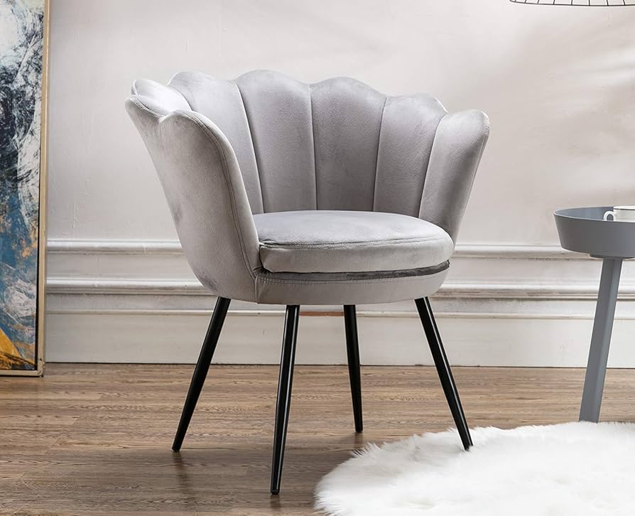 グレー ベルベット アームチェア　一脚 ブラックヴィッキーベルベットグレー アームチェア - 1人掛け