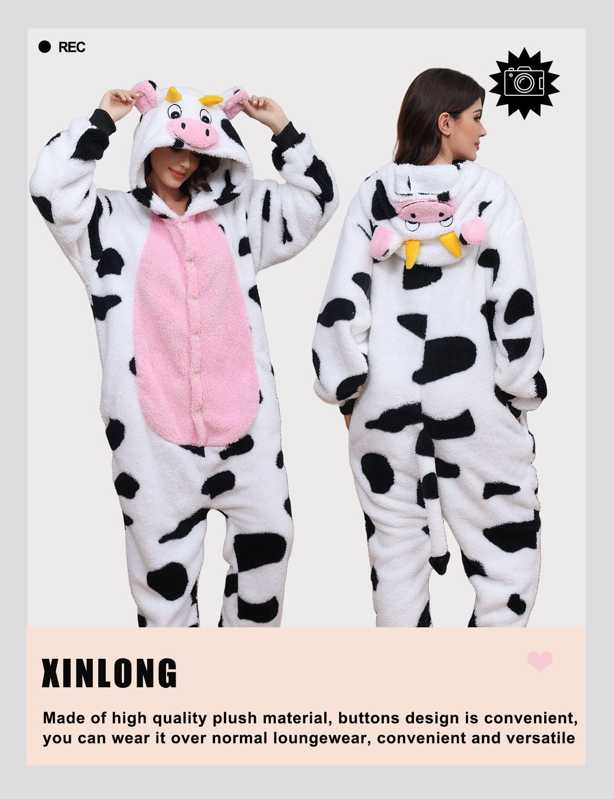 Xinlong Panda Pigiama Intero Inverno Animali Costume Cosplay Halloween Carnevale Donna Adulto Party Jumpsuit Pajama Camicie da Notte Monopezzo Unisex