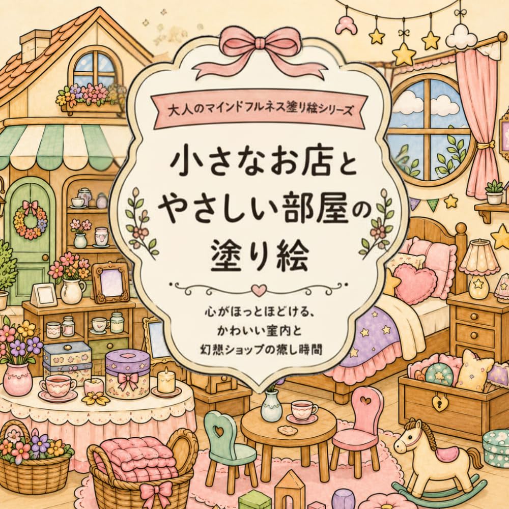 小さなお店とやさしい部屋の塗り絵: 心がほっとほどける、かわいい室内と幻想ショップの癒 (大人のためのマインドフルネス塗り絵シリーズ)