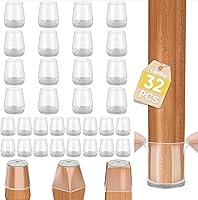 Vista 41 de BALEINE Paquete de 16 protectores de silicona para patas de silla, tapas protectoras de patas de taburete, tapas antideslizantes para patas de silla