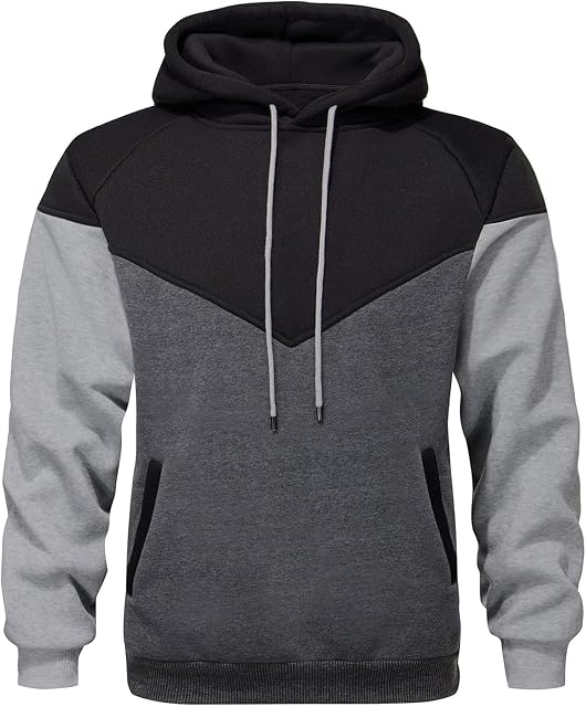 Hommes Hoodies Sweatshirts Pullover Patchwork Long Sleeve Couleur Bloc Fleece Mode Hoody avec des poches