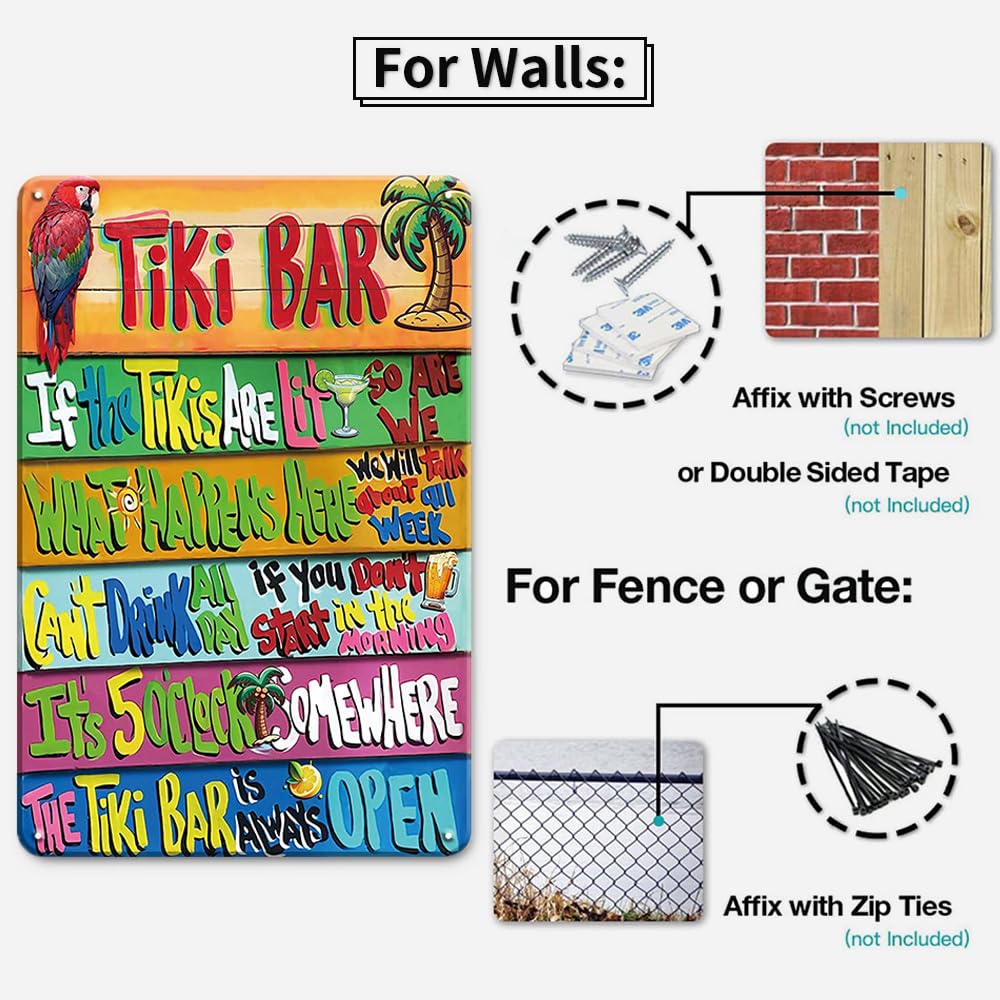 Targa In Metallo Vintage Per Tiki Bar – Cartello Divertente Con Regole Per La Capanna – Decorazione Da Parete A Tema Tropicale Per Cortile, Piscina E Oasi