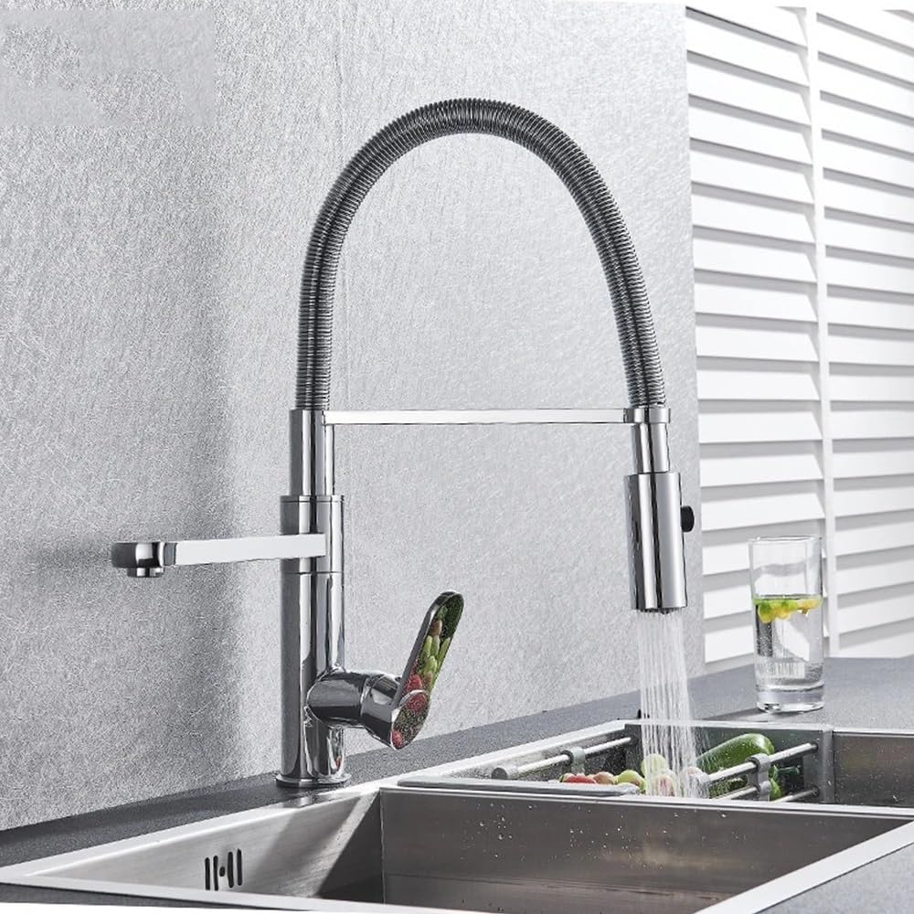 SnamicE Kitchen Tap Deck Mounted Polish Chrome Vessel Kitchen Faucet Mixer Tap Single Handle,