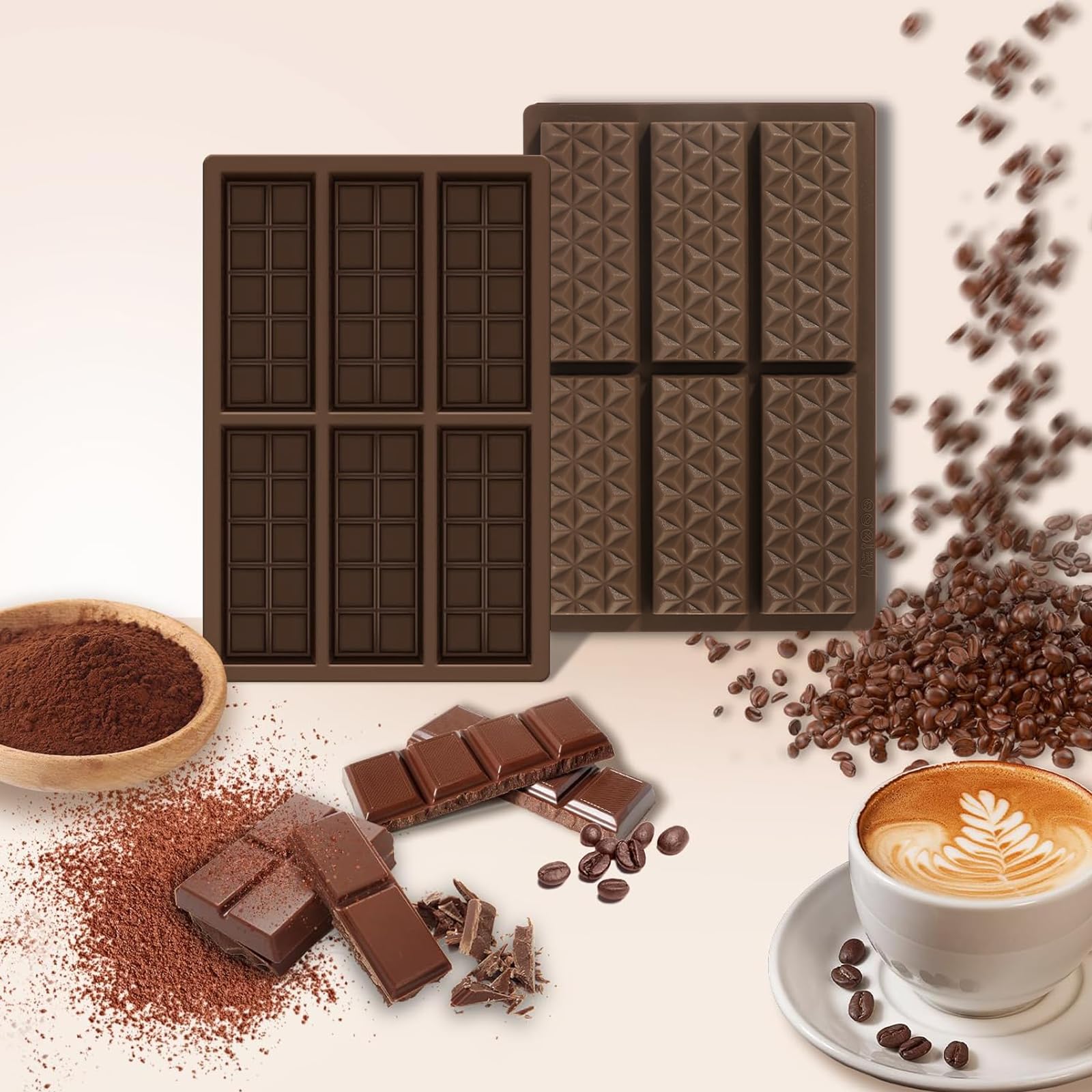 3 stuks chocoladevorm siliconen diepe set siliconen vorm chocolade met schraper tas sticker quaddra chocoladevorm siliconen chocolade vorm voor doe -het-zelf snoep chocolade bakken
