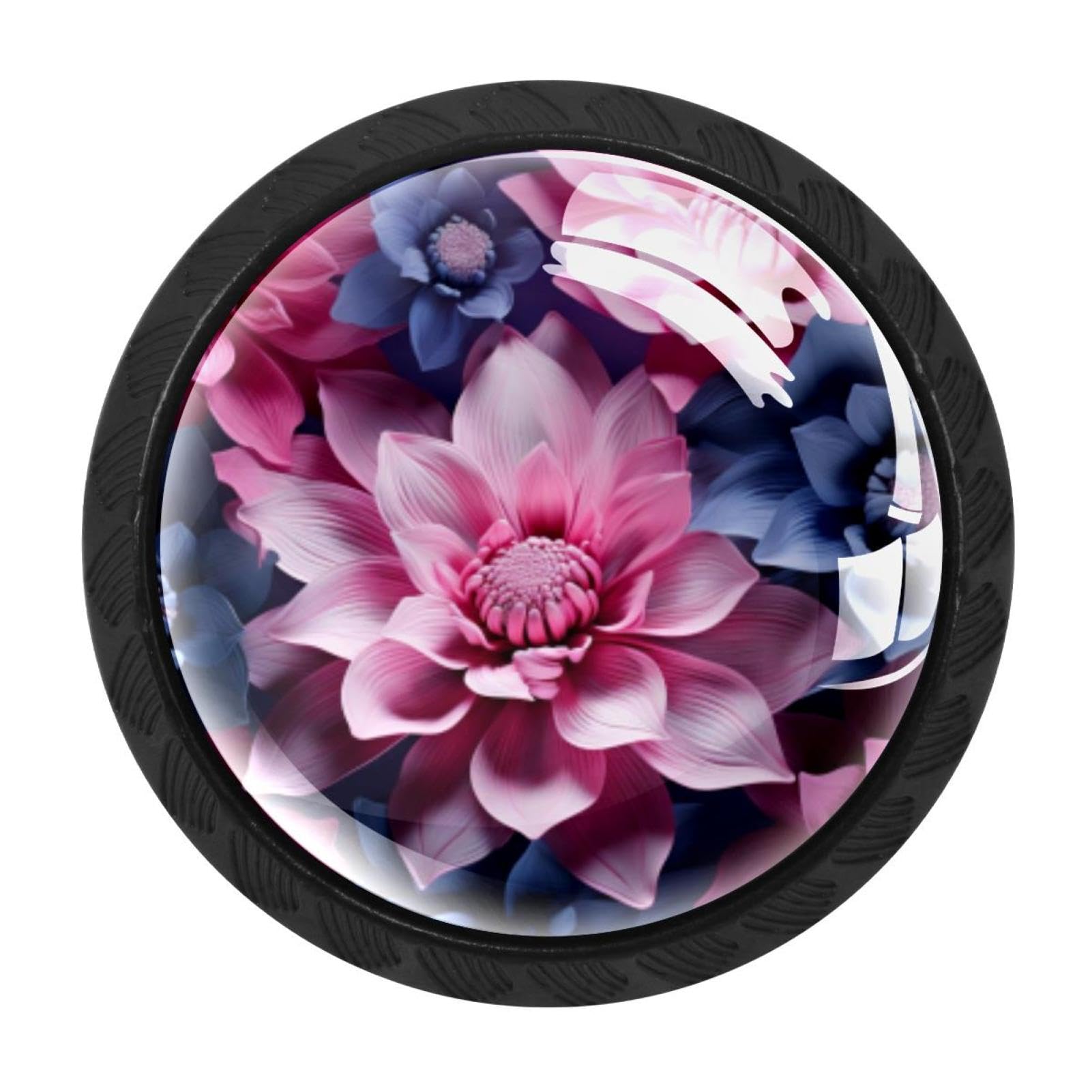 CHENZZZZ 4 Pieces Round Cabinet Knobs Rustic Dresser Knobs, Drawer Cupboard Wardrobe Cabinet Pulls Handles Hardware for Home Kitchen Furniture, Flower Petal