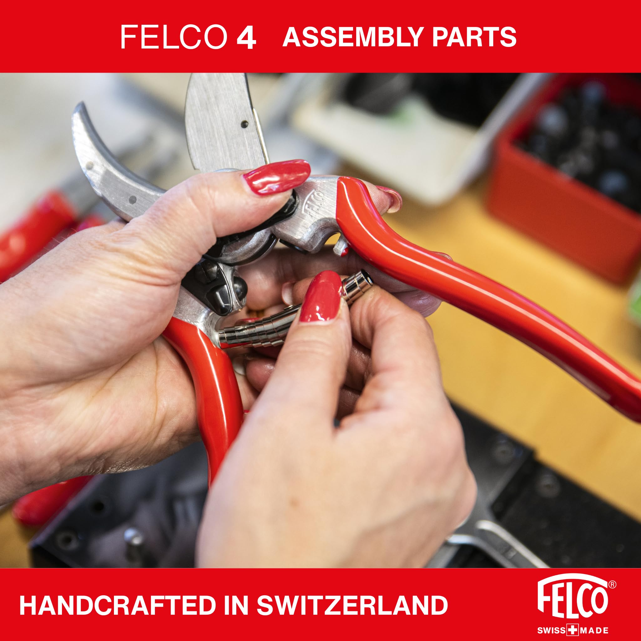 FELCO 4 sekator bypass solidny dla praworęcznych, ostrze ze stali hartowanej 45 mm, rękojeści z kutego aluminium, mocne cięcie do 25 mm, narzędzie szwajcarskie profesjonalne