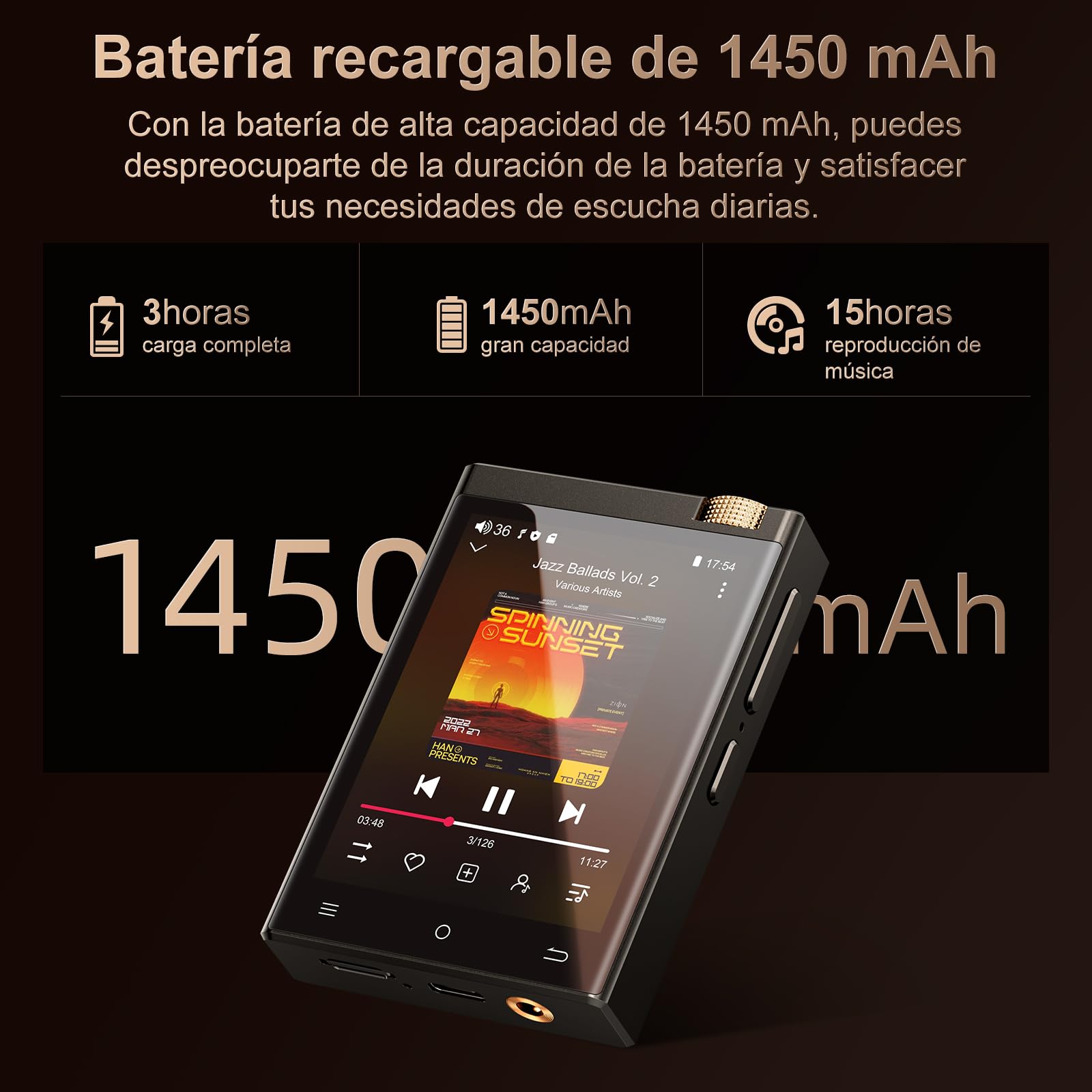 Reproductor MP3 HiFi, Oilsky 80GB Android 9.0 Spotify MP3 con Bluetooth y WiFi, 2,8'' sin Pérdidas DSD de Alta Fidelidad Digital Portátil Audio Música Player (negro1)