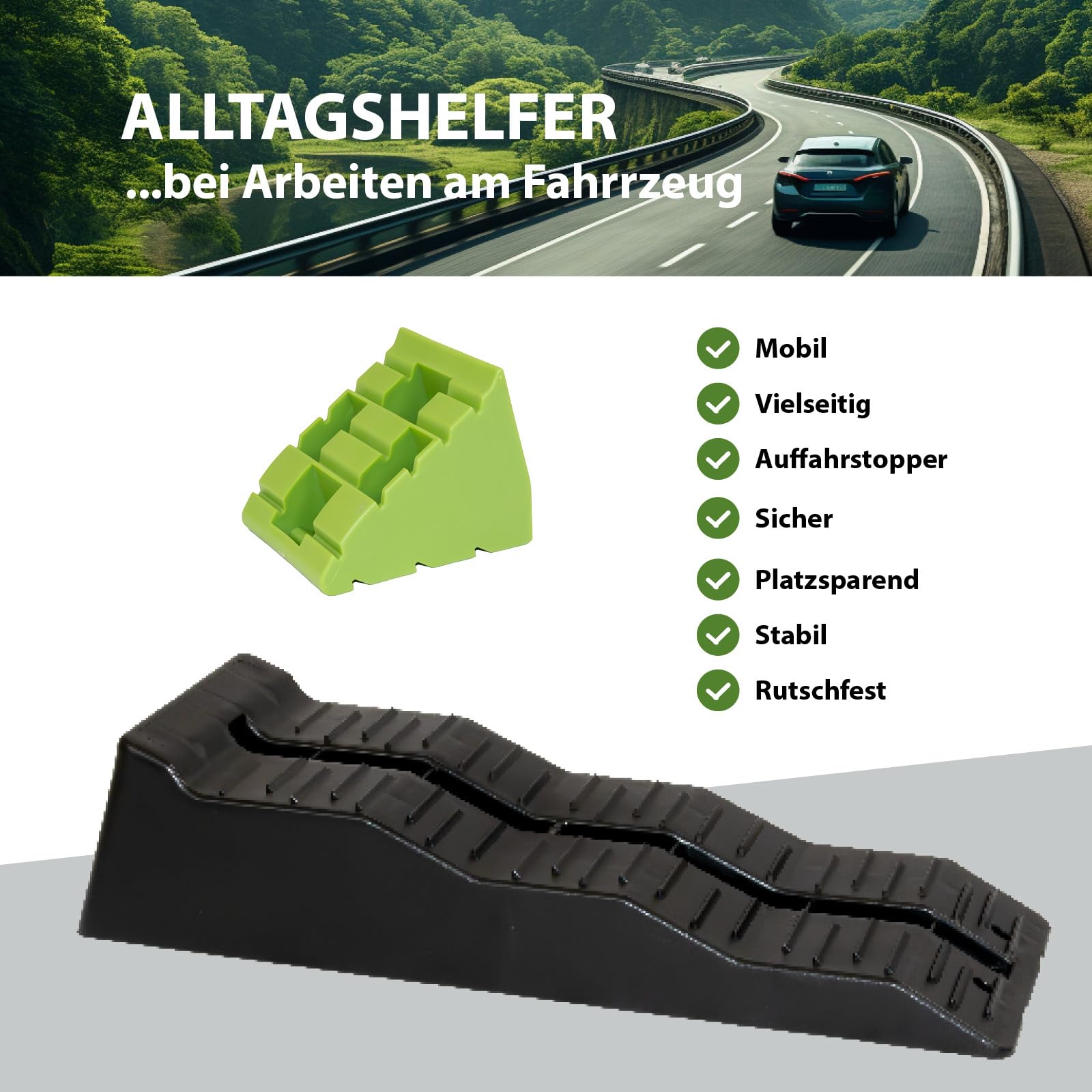 TRUTZHOLM 2 x Auffahrkeil Stufenkeil Ausgleichskeil mit extra Block 56 x 20 x 13 cm Kunststoff hochbelastbar 5 t Tragkrfat für Wohnmobil Camper PKW SUV rutschfester Keil
