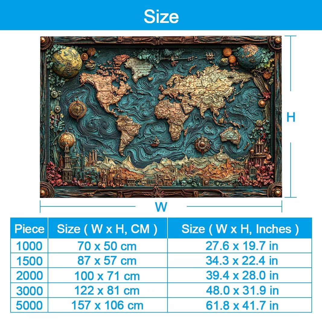 Puzzle Mappa, Puzzle 1000 Pezzi per Adulti, Regalo Donna/Uomo -2609