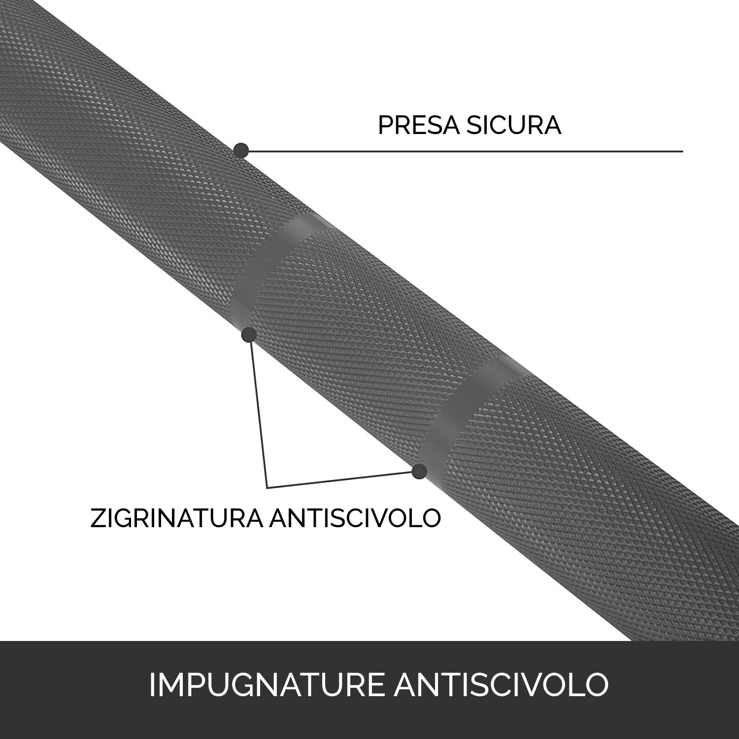 Bilanciere Olimpionico 180 cm in Acciaio Cromato Diametro 50 mm Olympic Bar Manubrio Olimpico Senza Pesi Barra di allenamento
