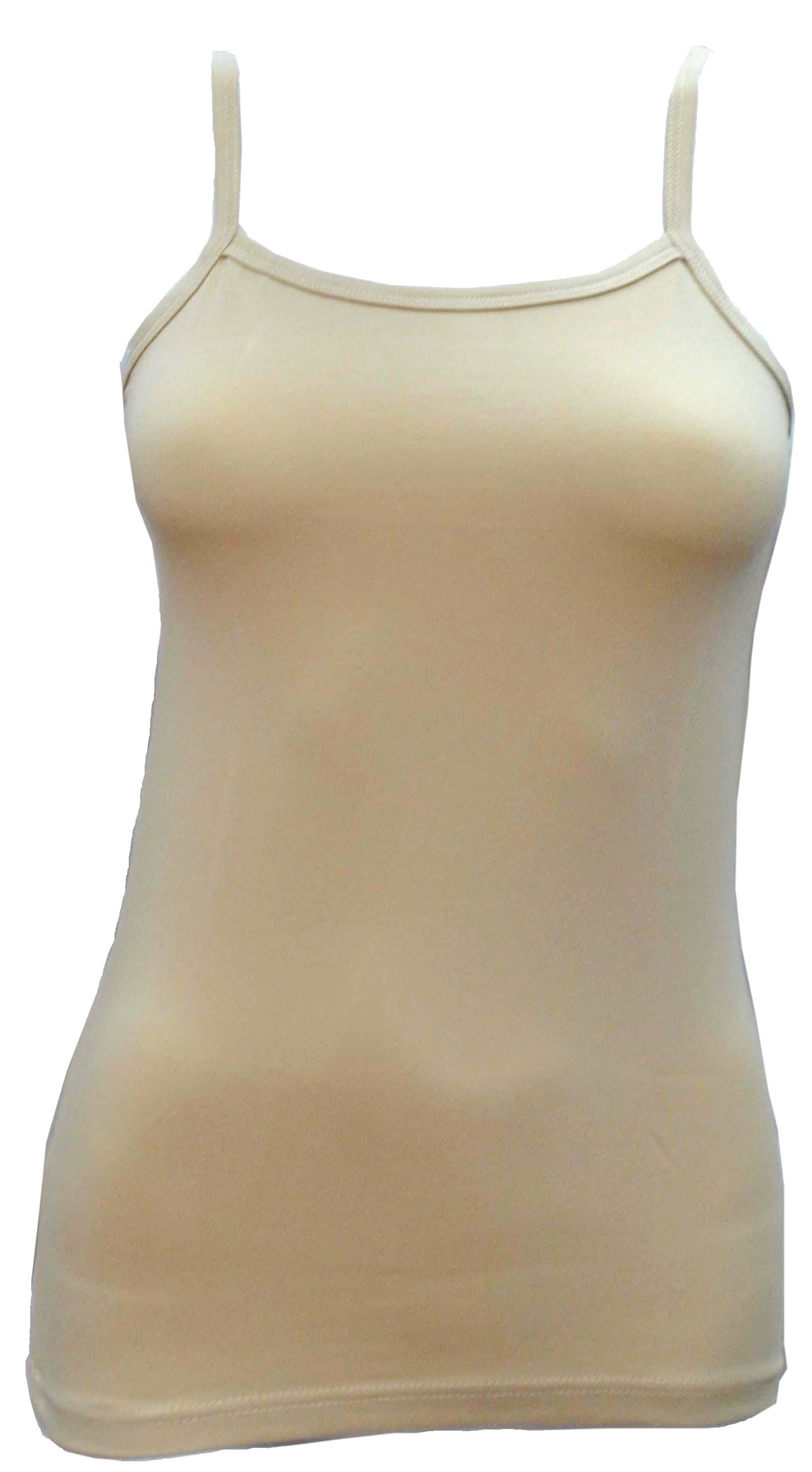 Ladies Cotton Vests Thin Strap Scoop Neck Stretch Camisole - Sizes & Colours ** Same Day Posting*** (X-Large 44 UK-16, Tan)