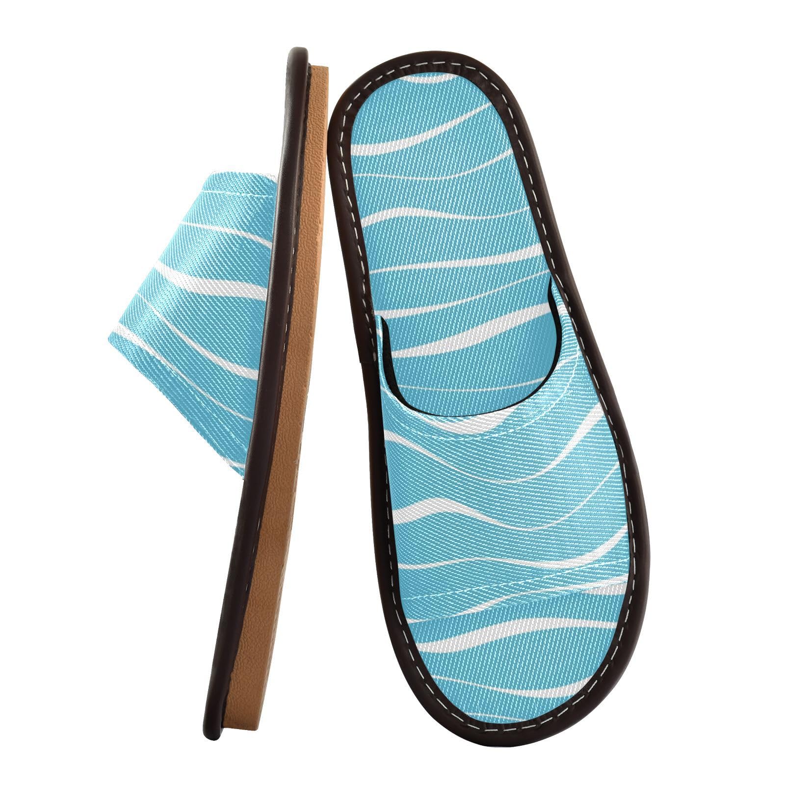 GuoChe Indoor Disposable Slippers Washable Cozy Home Beach Non Slip Sandals for Travel Airplane Hotel Blue