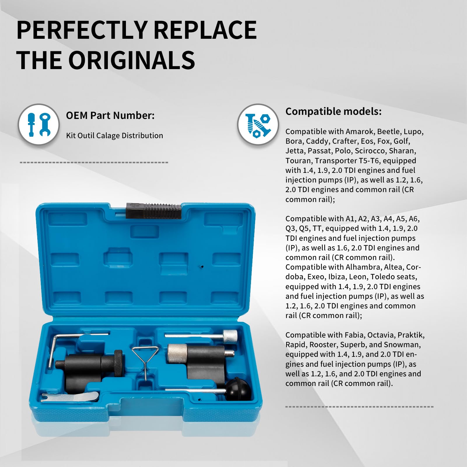 7 Pezzi Kit Messa in Fase per VAG 1.2, 1.4, 1.6, 1.9 et 2.0 SDI/TDI Moteurs per VW/Audi/Ford/Seat/Skoda Set Attrezzi per la Regolazione della Cinghia Dentata Strumento Bloccaggio