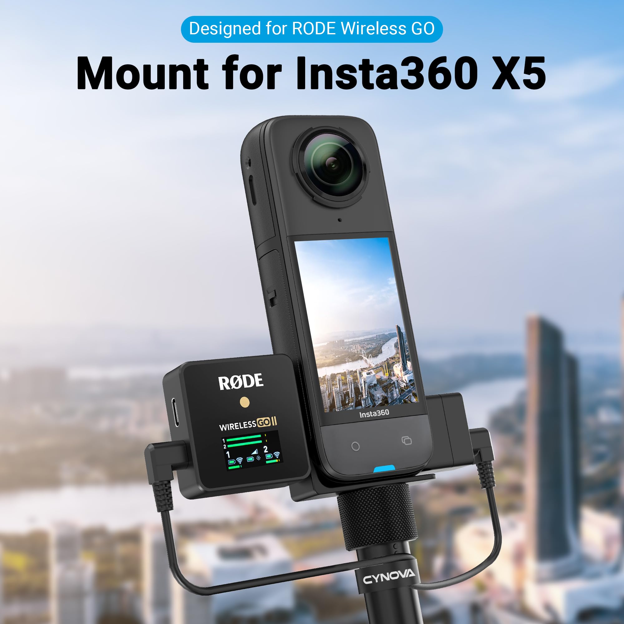CYNOVA Cold Shoe for Insta360 X5, RODE Wireless GO Microphone