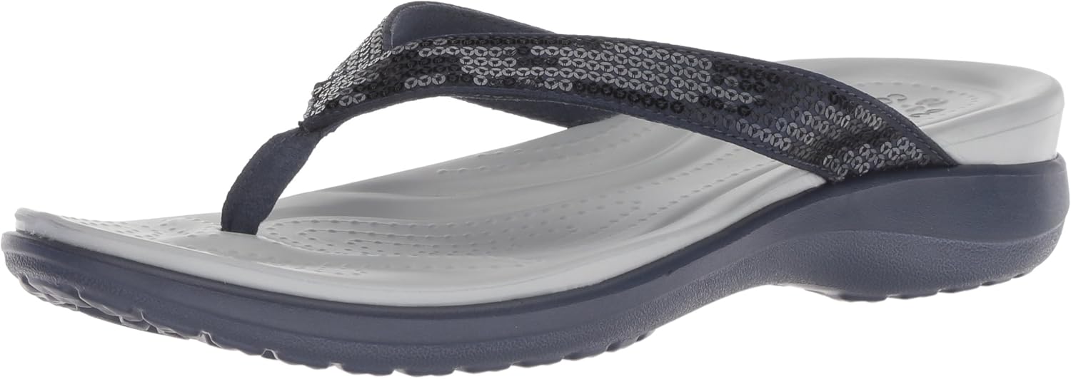 Crocs Women's Capri V Sequin Flip Flops Sandals, Navy