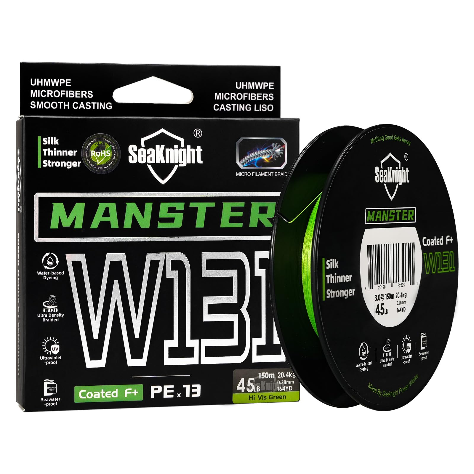 Seaknight W131 Ultra-Smooth 13 Strands Braided Fishing Line 150M Ultral Thin PE Seawater-proof F+ coating Sea Fishing Line 15-45LB