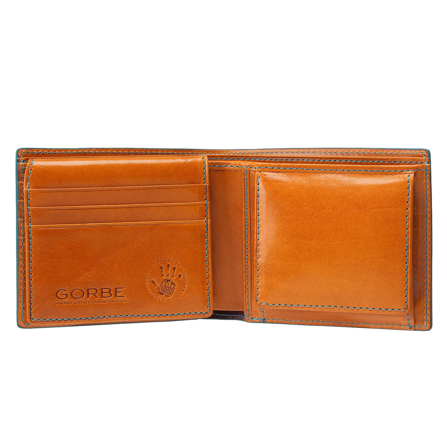 GORBE Wallet Men's Italian Leather Bi-Fold Wallet (dark navy)