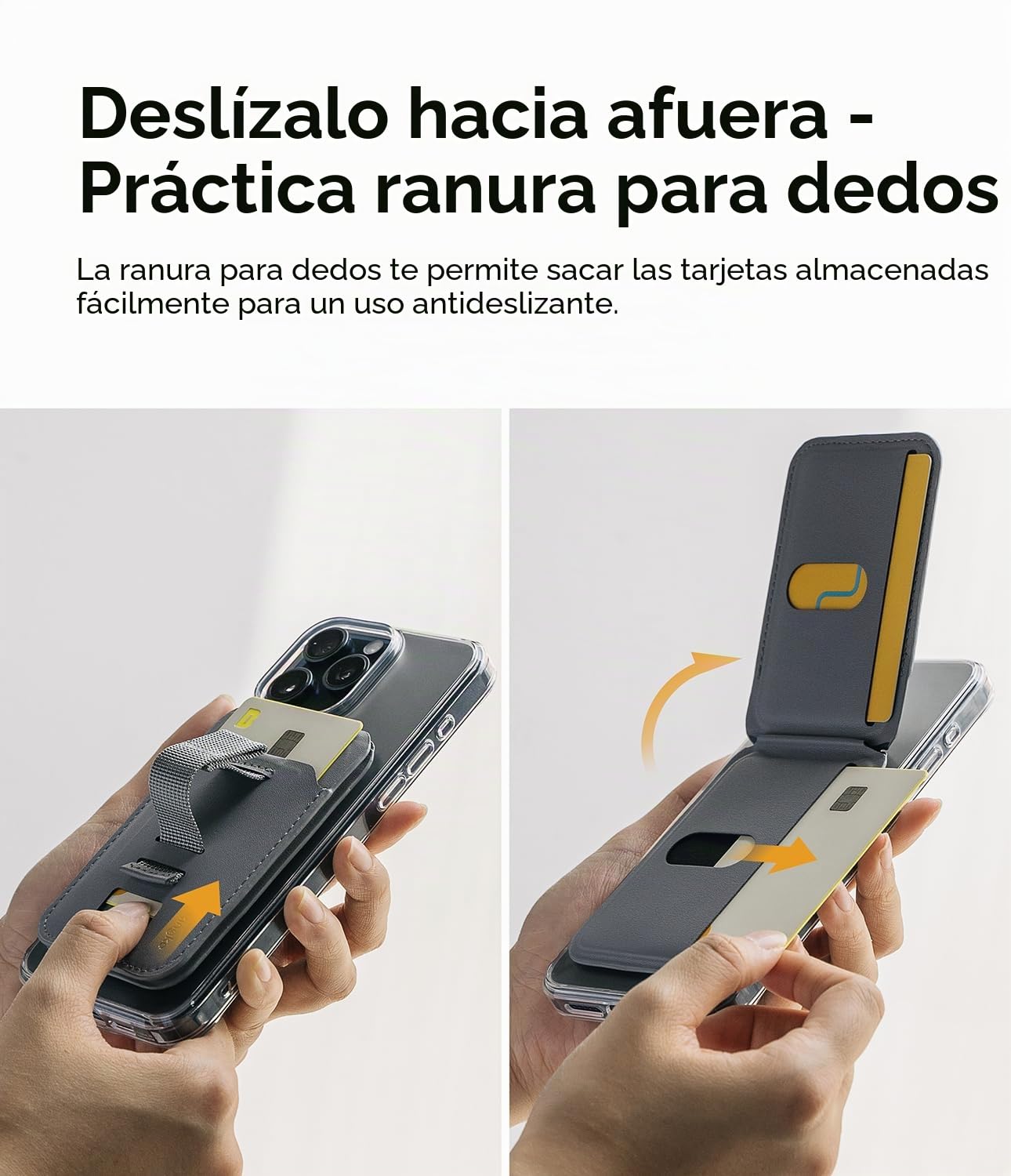 Ringke Stand Grip Wallet Magnetic [Cabe 3 Tarjetas] Tarjetero Movil Compatible con MagSafe, Utiliza de Soporte, Correa para el Dedo Soporte Movil con Imán Muy Fuerte - Light Gray