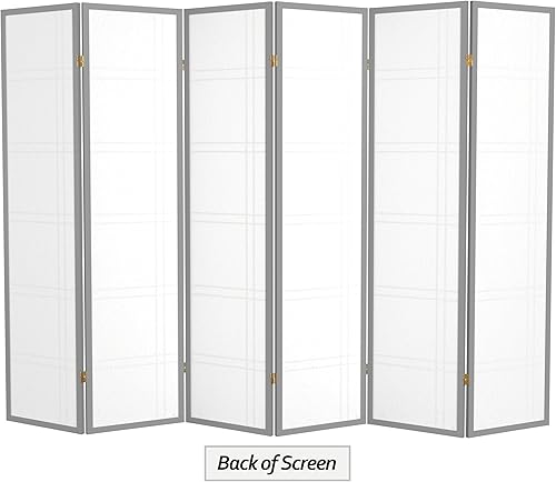 Miniatura 7 de Oriental Furniture - Pantalla Shoji de doble cruz de 6 pies de alto, edición especial, color gris, 6 paneles