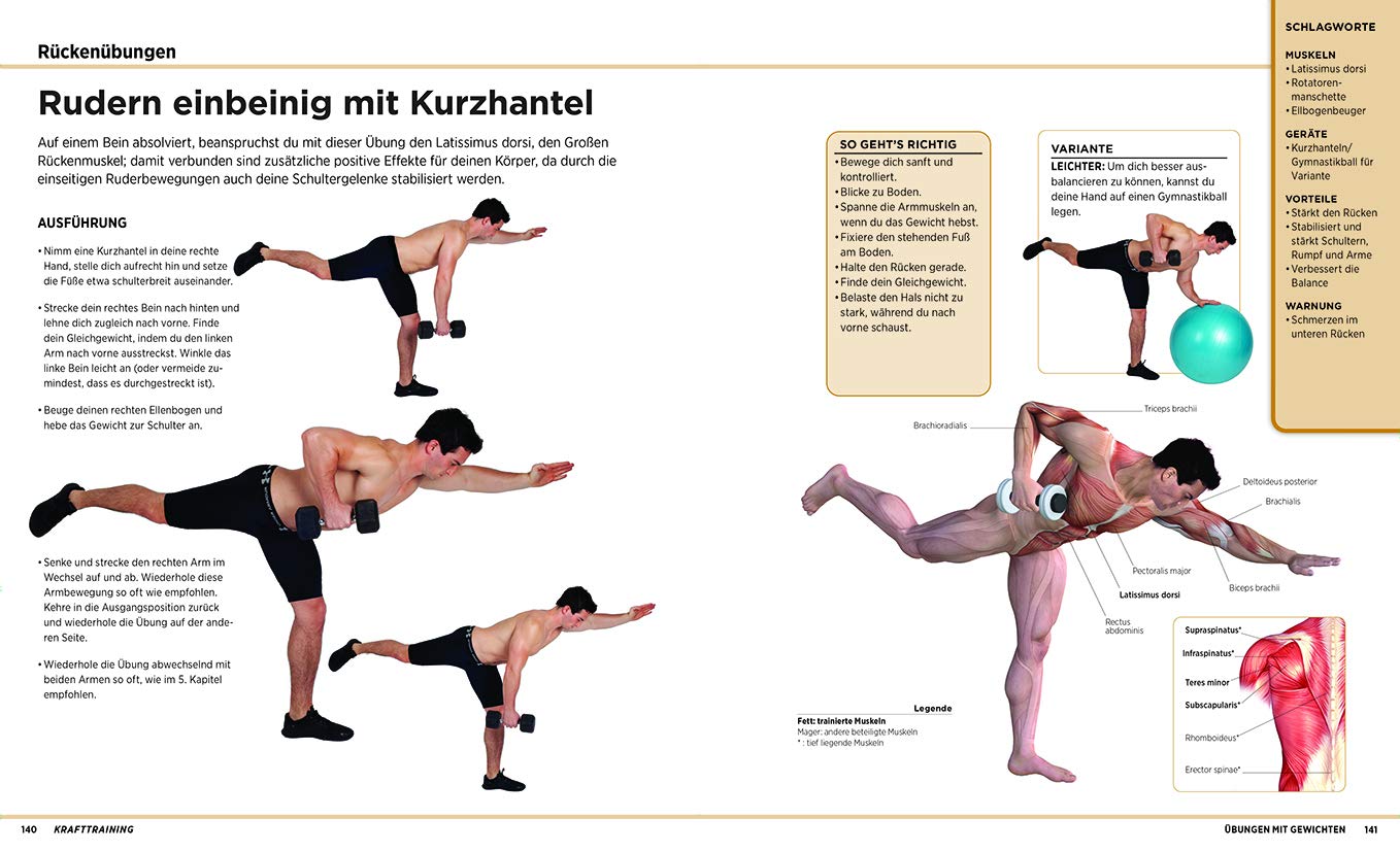 Krafttraining: 145 Kraftübungen mit ausführlichen Anleitungen und anatomischen Abbildungen