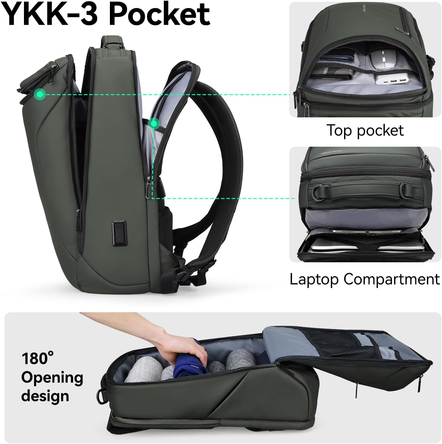 MARK RYDEN Business Backpack for Men, Waterproof High Tech Backpack with Sport Car Shape Design and USB Charging Port, Travel Laptop Backpack Fits 17.3 Inch Notebook - Image 2
