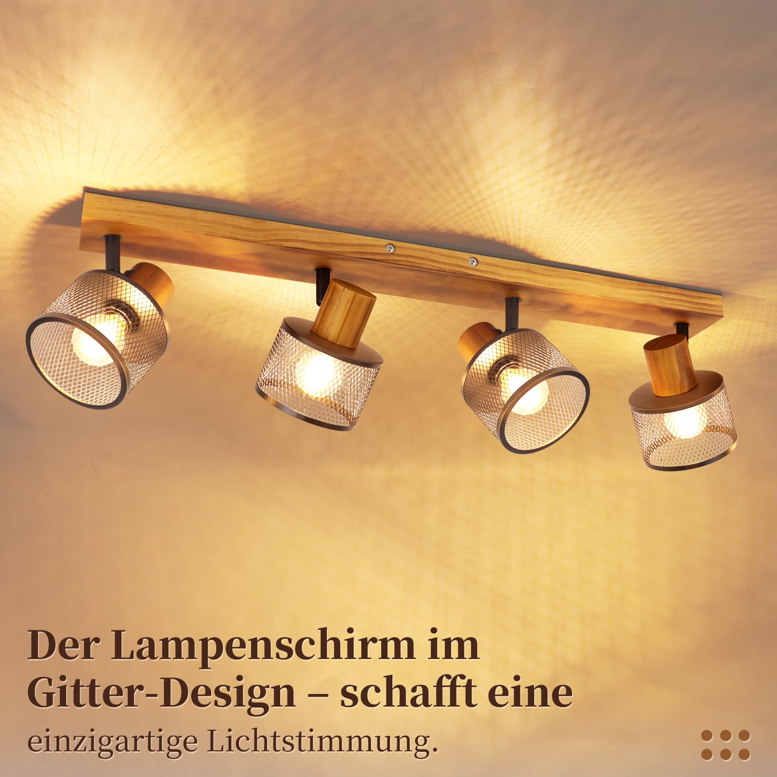 ZMH Deckenstrahler 4 flammig Deckenlampe Vintage Spots Deckenleuchte Küche | E14 Deckenspots in Schwarz Küchenlampe Metall Industrial Spotleuchte für Wohnzimmer Schlafzimmer - Ohne Leuchtmittel
