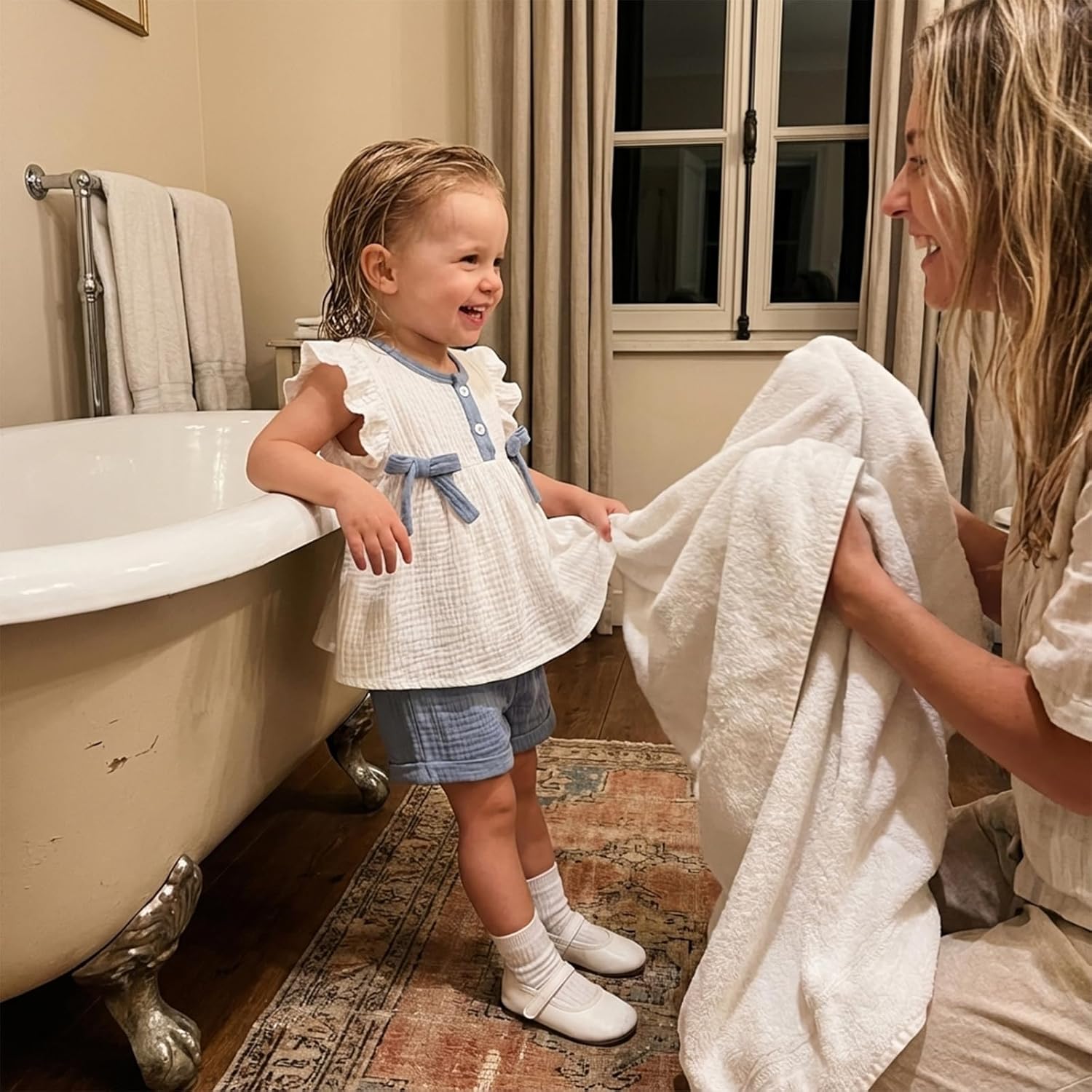 Toddler Girl Clothes Baby Summer Spring Outfits Cute Bow Button Smocked Ruffle Sleeve Tops + Girls Shorts Set - Image 5