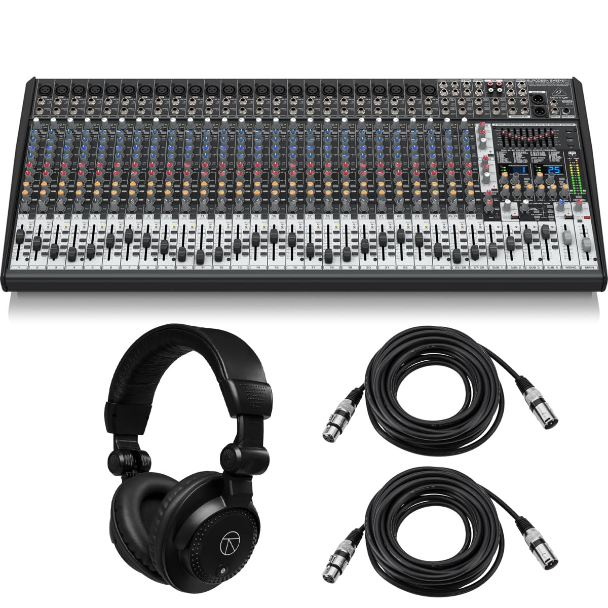 EURODESK SX3242FX 32-Ch Mixer, w/TAPH100 Headphones, 2x XLR Cable