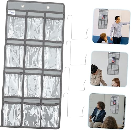 Miniatura 7 de NUOBESTY Organizador de montaje en pared para joyas, bolsa de bolsillo, 3 piezas, 12 compartimentos, colgador de tarjetas, pendientes para niños,