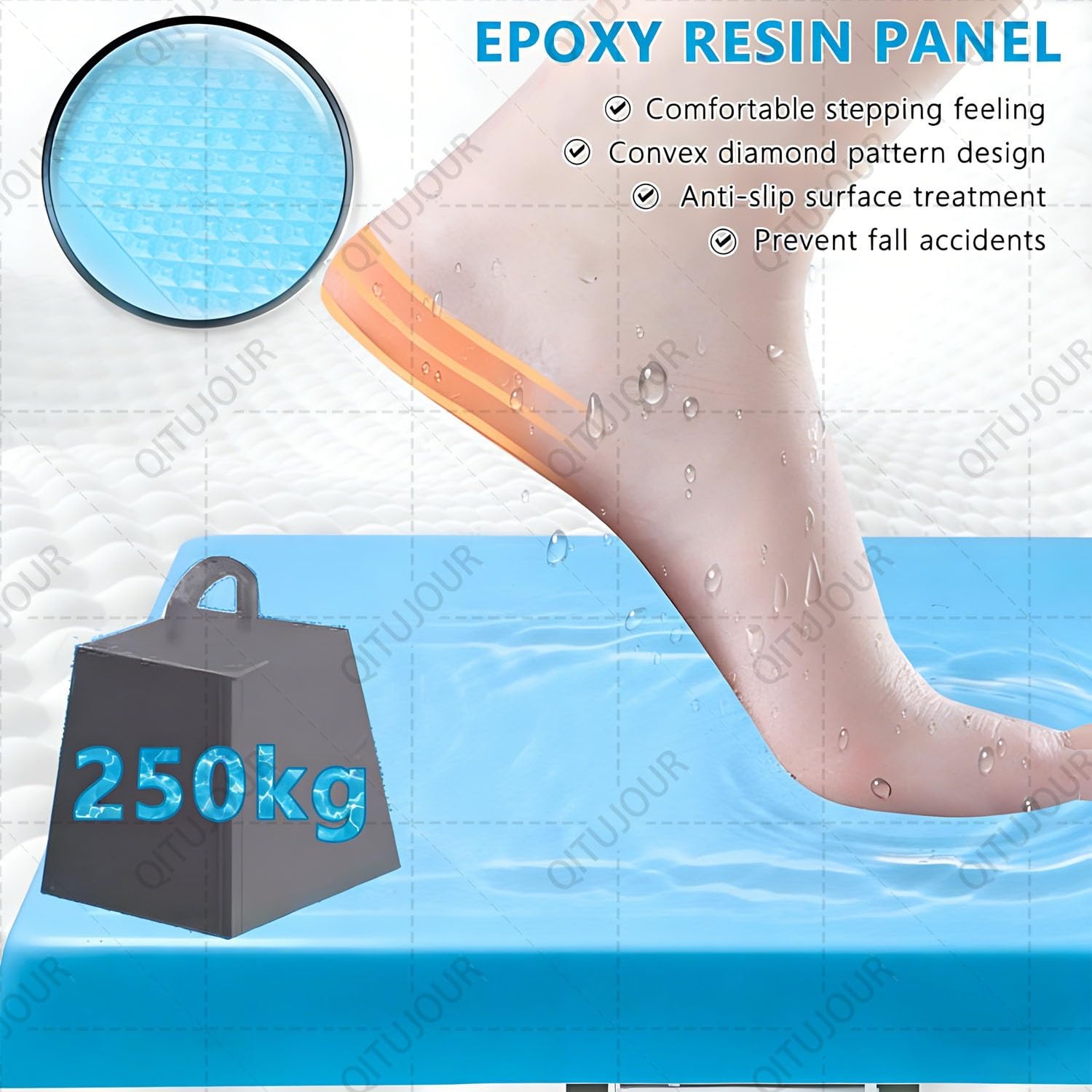 Piattaforma subacquea per piscina, base in acciaio inox resistente con superficie antiscivolo per allenamento per interni ed esterni